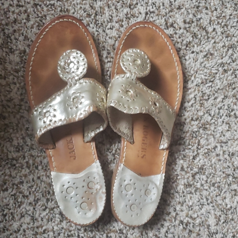 Jack Rogers Women Hamptons Sandals - Platinum - 6M